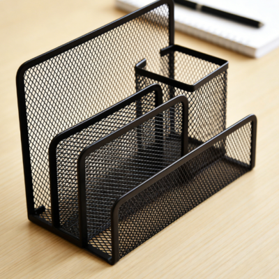 Multifunctional Metal Mesh Desktop Storage Box, File Paper and Stationery Organizer, Office and School Supplies