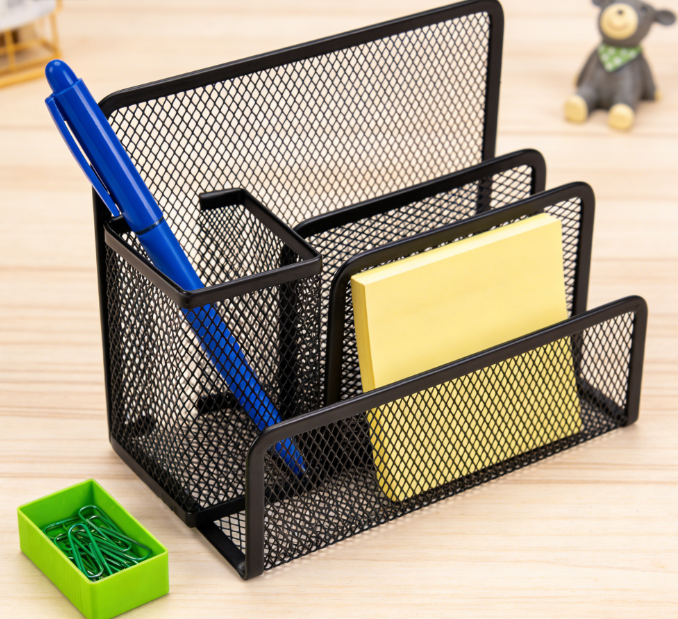 Multifunctional Metal Mesh Desktop Storage Box, File Paper and Stationery Organizer, Office and School Supplies - Image 2