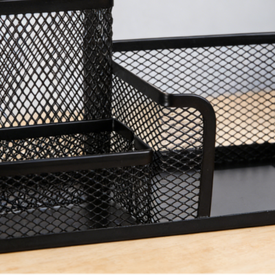 Metal Iron Three-Compartment Divided Pen Holder, Student Desktop Stationery and Office Storage Box