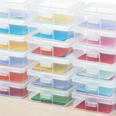Stackable Transparent Plastic Storage Box with Lid, 18-Piece Set, Stationery, Art and Craft Parts Organizer