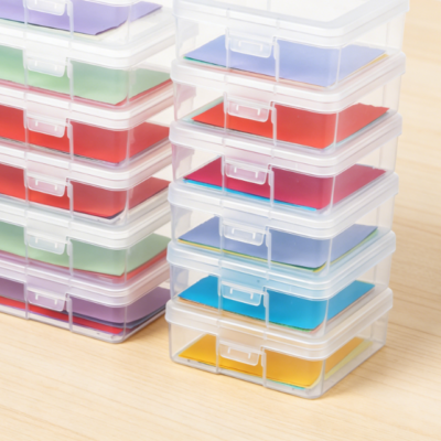 Transparent Plastic Stackable Storage Box with Lock, Stationery, Crayons and Craft Parts Organizer