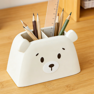 Polar Bear Shaped Creative Pen Holder, Desktop Stationery Storage Box