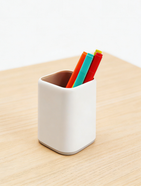 White Plastic Desktop Stationery Storage Cup