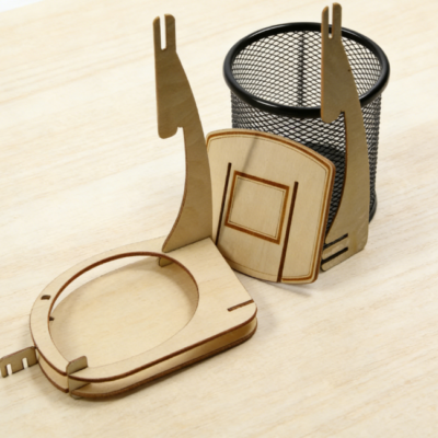 Wooden Basketball Hoop Shaped Detachable Pen Holder, Creative Desktop Stationery Storage Box, Home and Office Decoration