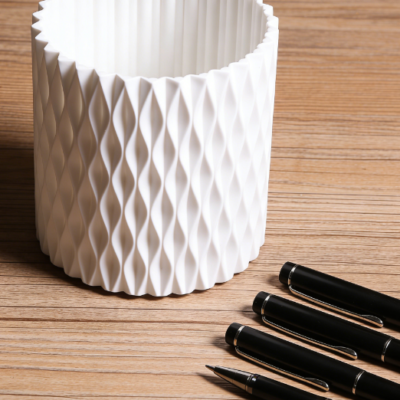 360-Degree Rotating White Desktop Storage Box, Study and Office Brush and Pen Holder, Cosmetics Organizer