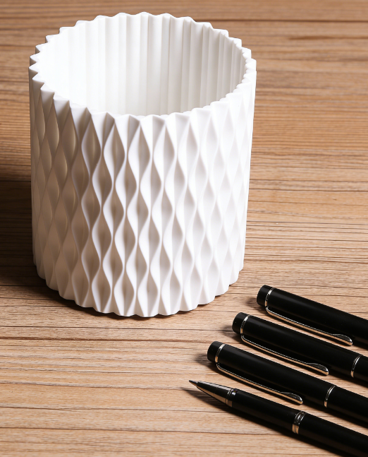 360-Degree Rotating White Desktop Storage Box, Study and Office Brush and Pen Holder, Cosmetics Organizer